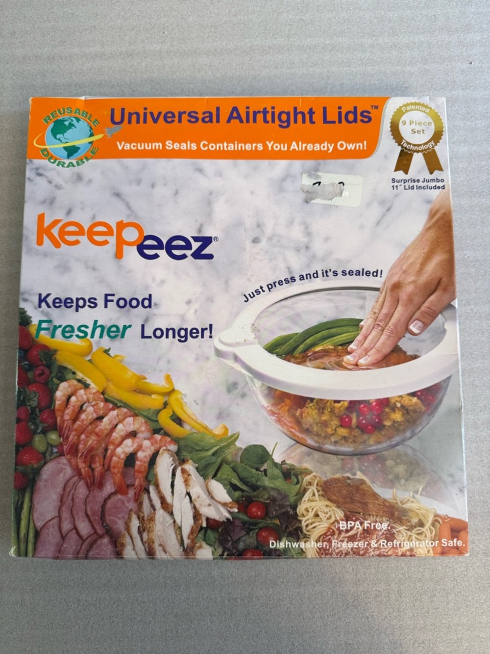 New Set of 9 Keepeez Airtight Vacuum Seal Lids